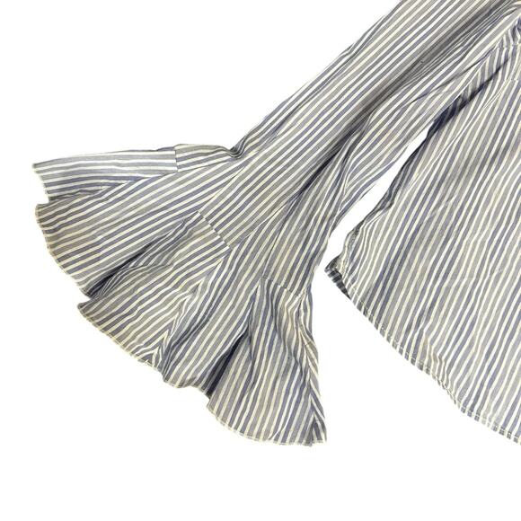 Free People March to the Beat Off the Shoulder Striped Flare Sleeve Top Medium - Picture 7 of 10